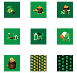 Set of St. Patrick's Day vector images with green background