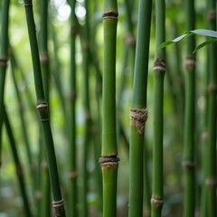 Fototapeta premium Bamboo stalks swaying gently in the breeze