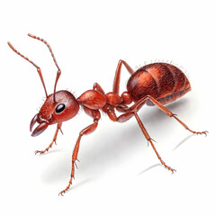 red fire ant on white background