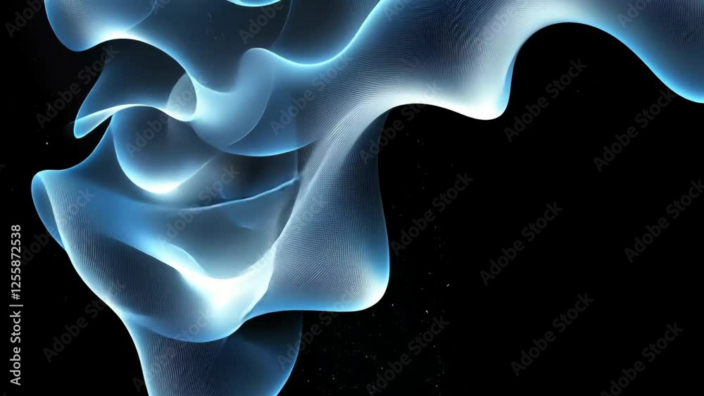 Poster experience an abstract display of flowing blue forms and sparkling elements in a captivating arrange