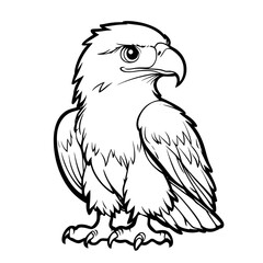 Obraz premium Cute Cartoon Eagle with Blank Outline for Kids to Color