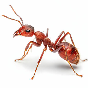 red fire ant on white background