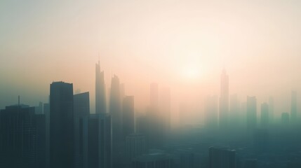 softly blurred city skyline at dawn or sunset, creating a modern and professional look