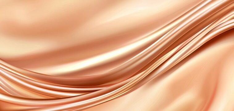 A silky, flowing rose gold fabric background, evoking softness and luxury with smooth folds and gentle lighting