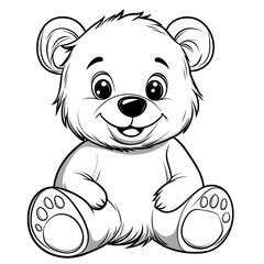 Fototapeta premium Cute Cartoon Bear with Blank Outline for Kids to Color