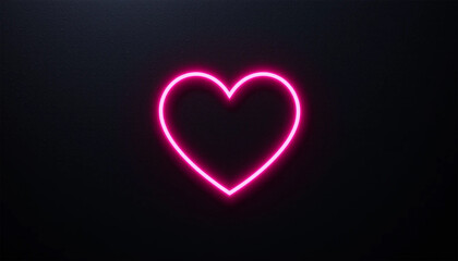 Glowing pink neon heart on a black background