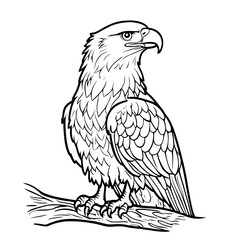 Fototapeta premium Cute Cartoon Eagle with Blank Outline for Kids to Color