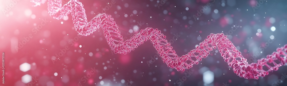 Aufkleber A vibrant abstract representation of a DNA strand, showcasing intertwining patterns and colorful light effects against a blurred background.
