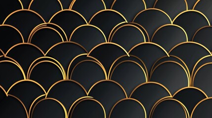 A sophisticated Art Deco-inspired pattern in black and gold, reminiscent of the 1920s Gatsby era, exuding vintage luxury