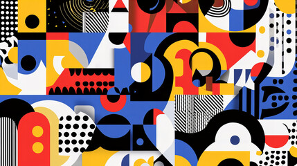 Obraz premium Colorful abstract geometric patterns create a vibrant tapestry of shapes and colors in modern art