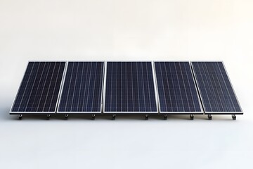 Black Solar Panels Mockup Set Isolated on White Background Showing Renewable Energy Technology