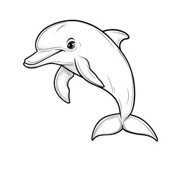 Fototapeta premium Cute Cartoon Dolphin with Blank Outline for Kids Coloring Activity