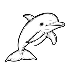 Fototapeta premium Cute Cartoon Dolphin in Outline for Kids Coloring and Drawing