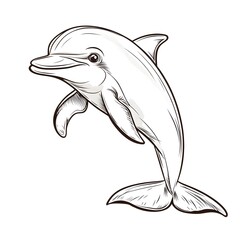Fototapeta premium Adorable Cartoon Dolphin with Blank Outline for Kids to Color