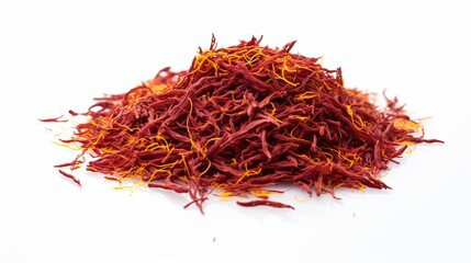 Naklejka premium Dried Saffron Spice on White Background