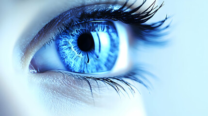 Realistic Image - Close-Up of Blue Eye with Long Lashes, Iris, Pupil, and Vision