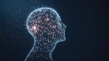 Neon constellations forming mental health charts.
