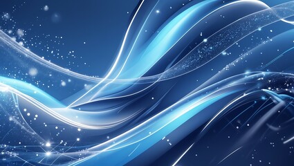 Fototapeta premium Dynamic Blue Wave Background for Creative Projects, A vibrant blue wave design with sparkling accents, perfect for digital backgrounds or presentations.