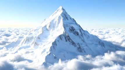 Obraz premium Mountain peak surrounded by fluffy clouds under blue sky on a clear day