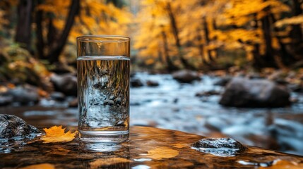 Autumn stream, glass water, forest, rocks, purity