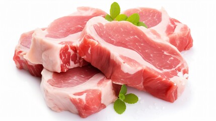 Fresh Raw Pork Meat on White Background