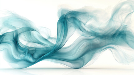 Abstract teal smoke wave on white background, ideal for ethereal design projects