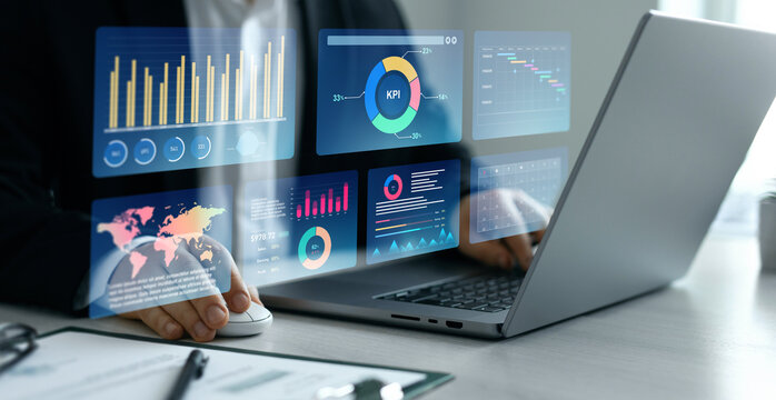 inancial business data analytics graph dashboard. Management data System KPI connected in database for follow earnings,operations and sales data.	