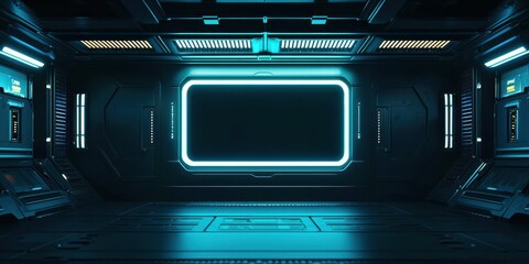 Large, empty room with a neon green wall