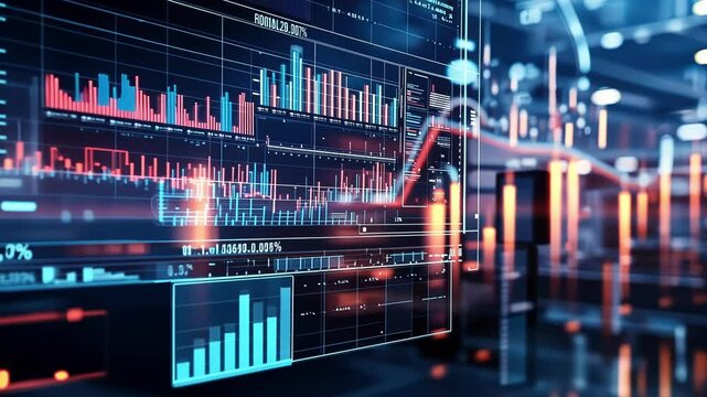 Futuristic transparent display reveals real time production data and key performance indicators, enhancing efficiency and monitoring in an industrial plant setting