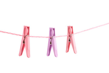 plastic clothespins for clothes hang on a rope, insulated