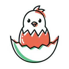 Fototapeta premium Chick icon hatching from eggshell, springtime celebration concept