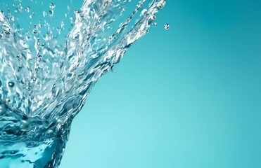 A clear blue water splash with motion and freshness, isolated on a white background