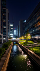 Fototapeta premium Modern urban wastewater treatment plant, smooth light. with white shades
