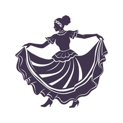 Mexican Folklorico Dancer Silhouette Clipart Vector Illustration