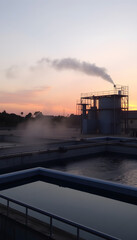 Obraz premium Water Treatment Plant at sunset, Diffused lighting. with white shades