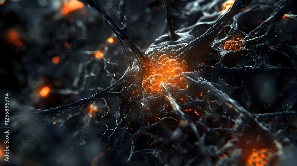Poster energetic fractal explosion of glowing digital lights and energy waves in a futuristic sci fi inspir