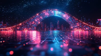 Glowing Surreal Bridge Connecting Business Services and Providers