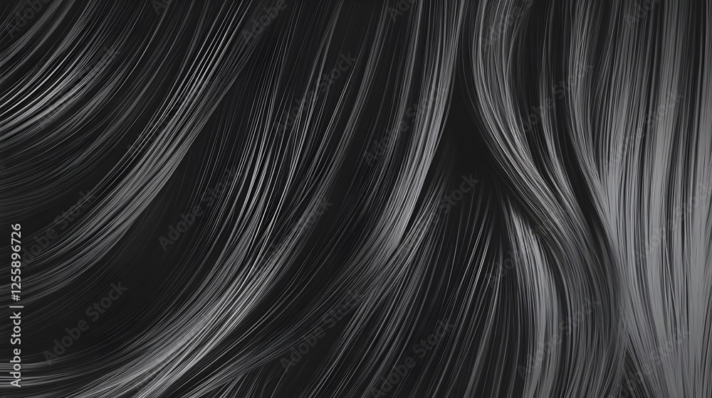 Aufkleber Flowing Abstract Black and White Swirling Pattern Background with Smooth Curves Fluid Motion and Minimalist Aesthetic