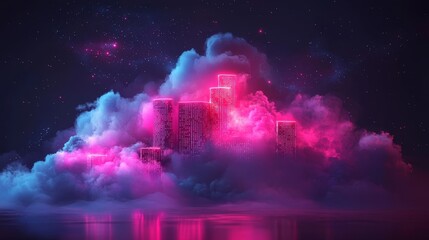 Glowing Digital Clouds Showcasing Integrated Cloud based Business Services