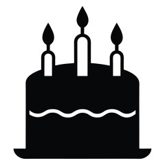 Fototapeta premium Birthday Cake Silhouette with Candles. Isolated vector illustration on white background.
