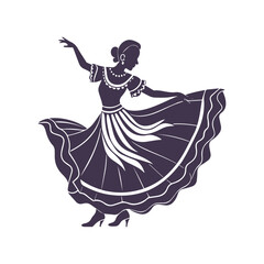 Mexican Folklorico Dancer Silhouette Vector Clipart Illustration