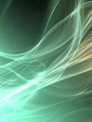 Abstract Green Swirls and Lines Background with Gentle Gradient Effect