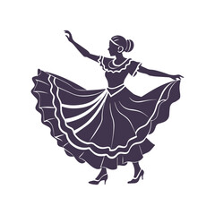 Folklorico Dance Silhouette Clipart Vibrant Mexican Heritage Illustration