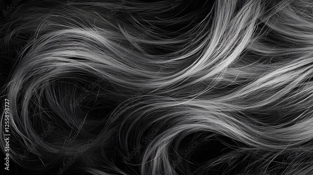 Poster flowing monochrome wavy hair texture abstract background elegant feminine hairstyle with cascading s