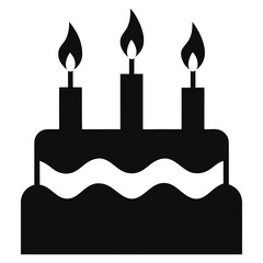 Birthday Cake Silhouette with Candles. Isolated vector illustration on white background.