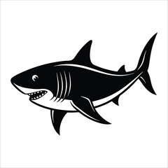 Obraz premium Vector silhouette illustration of a shark on a white background
