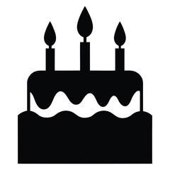 Birthday Cake Silhouette with Candles. Isolated vector illustration on white background.