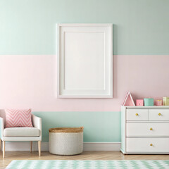 Pastel-themed bedroom wall art mockup with soft feminine decor