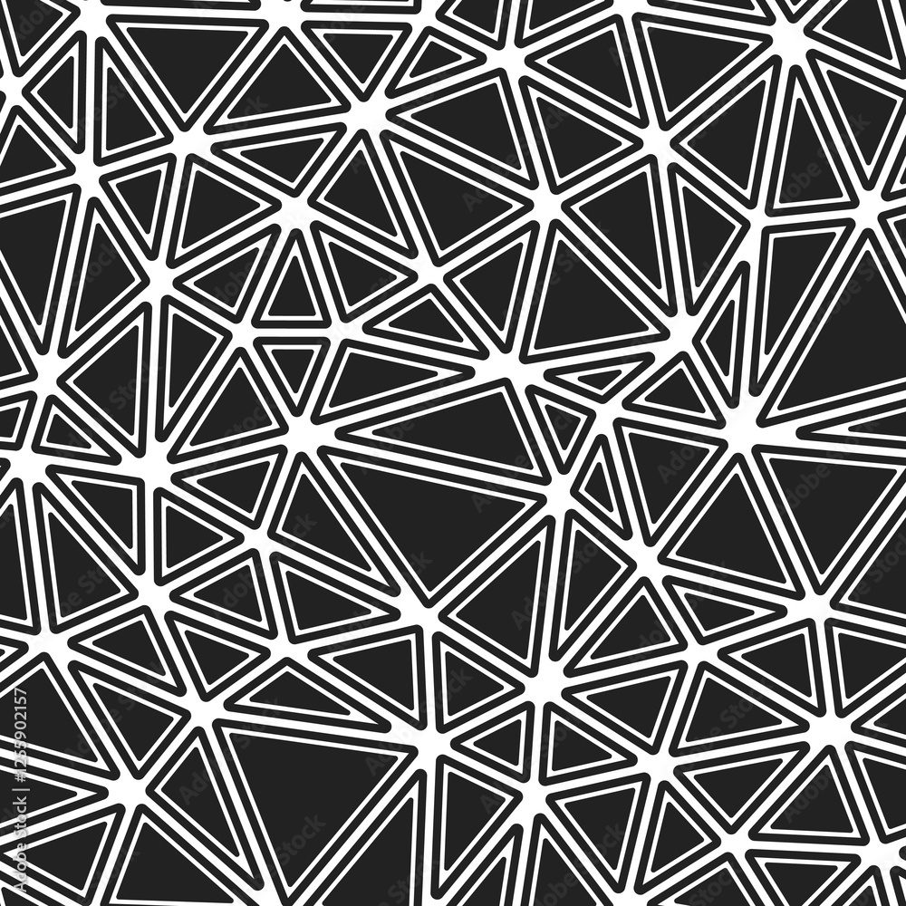 Poster minimalistic triangles background. rounded solid shapes in frames. medium triangles size. black and 
