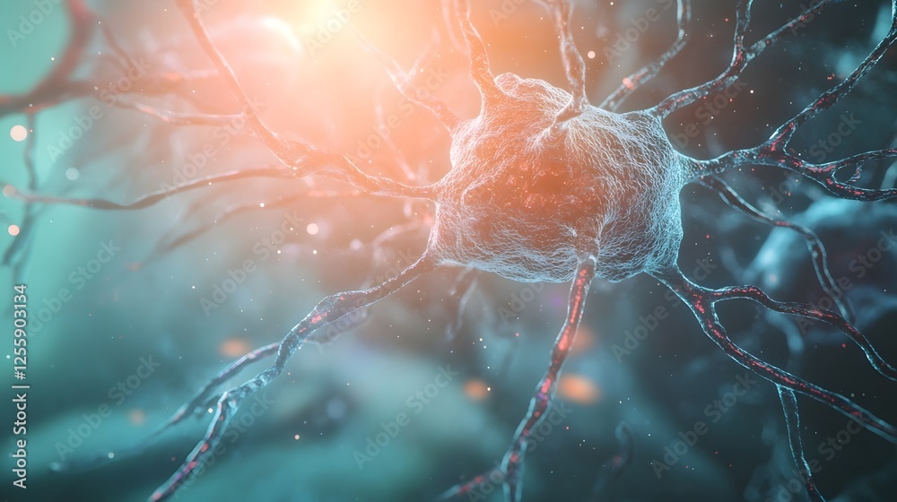 Aufkleber Glowing Neural Network Synapse Structure in Intricate Digital of the Interconnected Nerve Cells and Synaptic Connections in the Brain or Nervous System